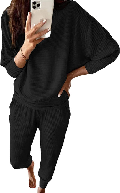 Women's Lounge Matching Set, Short Sleeve Top & Jogger Pants Casual Travel Outfit