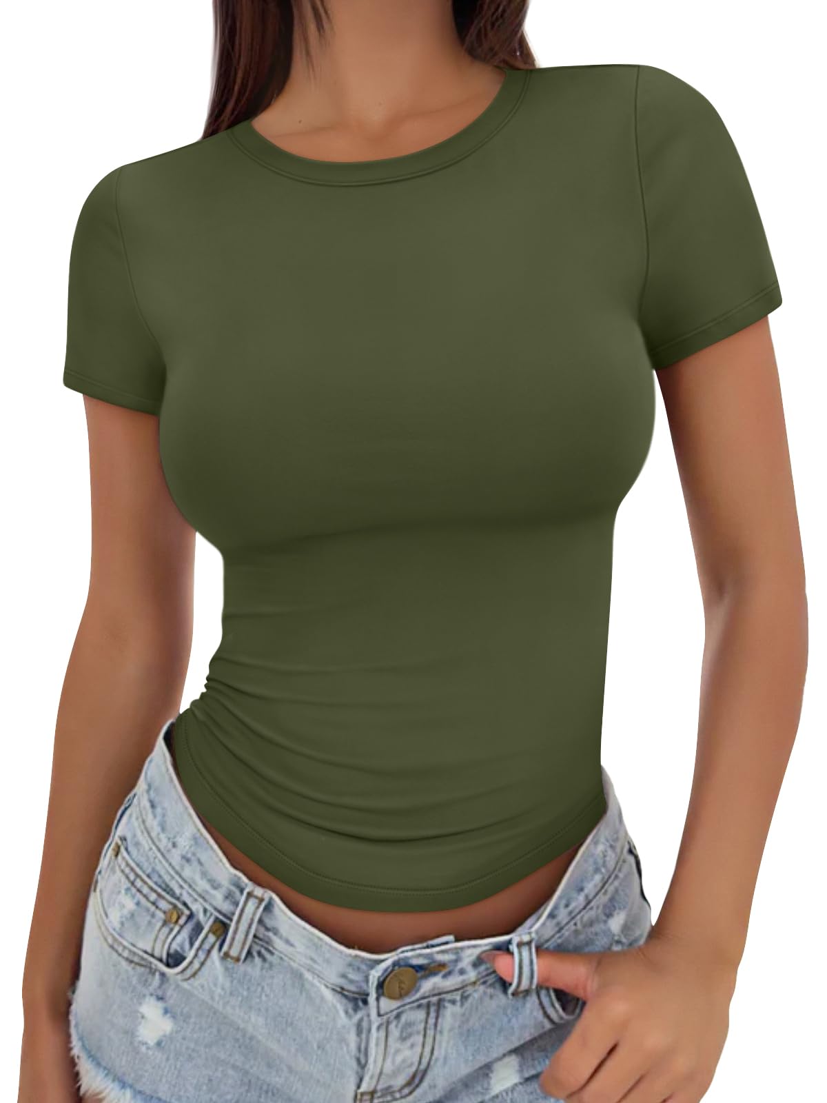 Women's Short Sleeve Slim-Fit Crop Tops