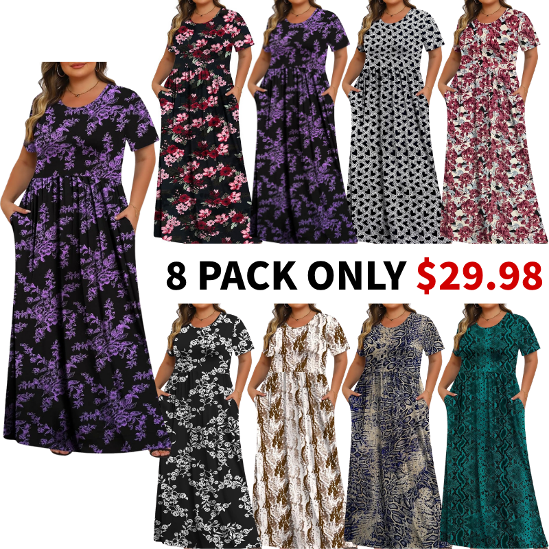 Women's Plus Size Maxi Dresses for Curvy Women Casual Long Dress