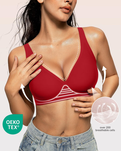 Wireless Polka Dots Deep V Seamless Bras