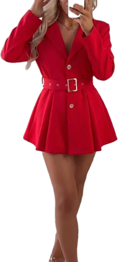 ⏰Final 2-Hour Clearance🔥Women Laple Collar Rhinestone One-piece Jumpsuit Dress with Belt