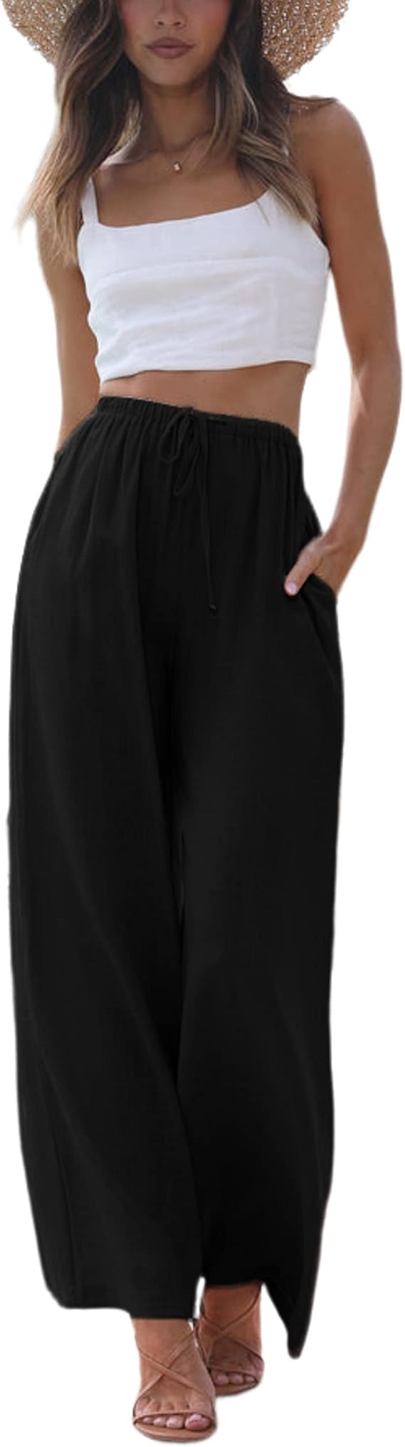 Women's Cotton Linen Summer Palazzo Pants