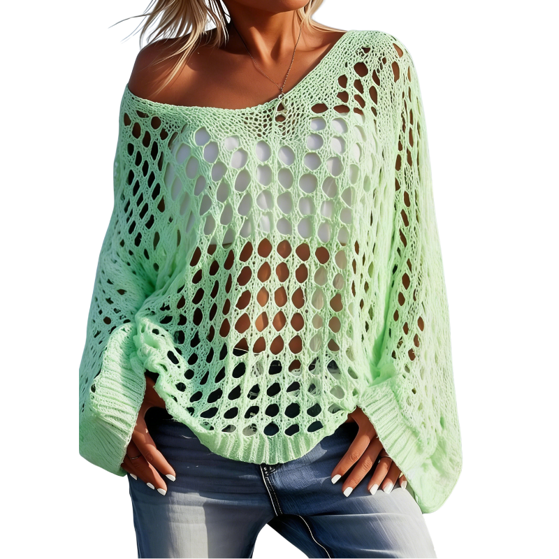 Women's V-Neck Hollow Out Knit Top