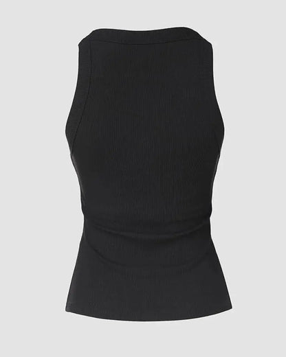 💥Round Neck Built-in Bra Ribbed Tank Top