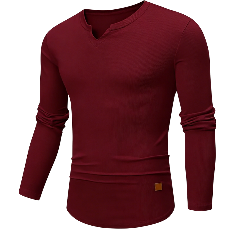 Mens Long Sleeve Muscle V-Neck Longline Ribbed Tee Shirts