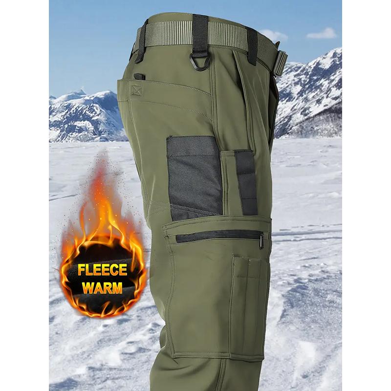 Men's Tactical Sport Pants, Multi-Pocket Windproof and Warm Fleece Pants