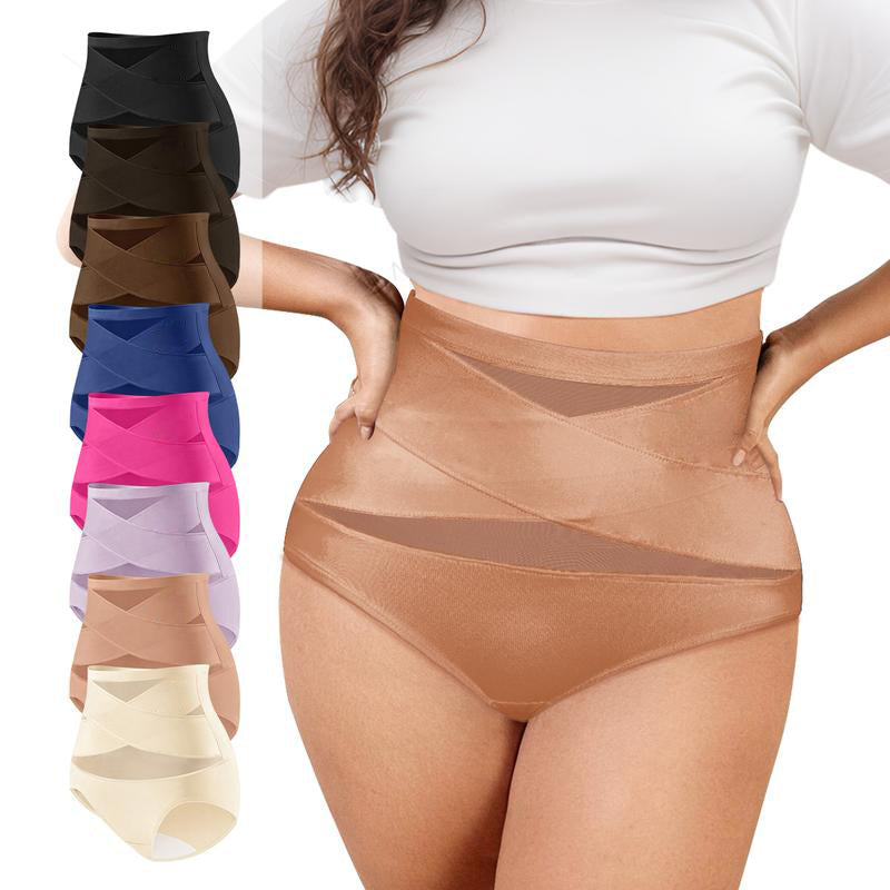 ⏰ TODAY ONLY Women’s High-Waisted Panties Multipack Lucky Letter Logo Cross-Mesh Briefs, Ultra-Soft Tummy Control Comfort Underwear
