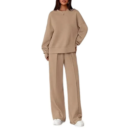 Women Spring & Fall Long Sleeve Wide Leg Pants Sweatsuit