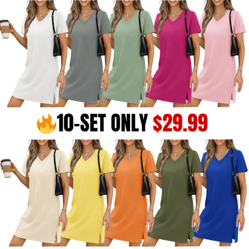Summer Dresses for Women 2026 V-Neck Casual Sundresses T-Shirt Dress