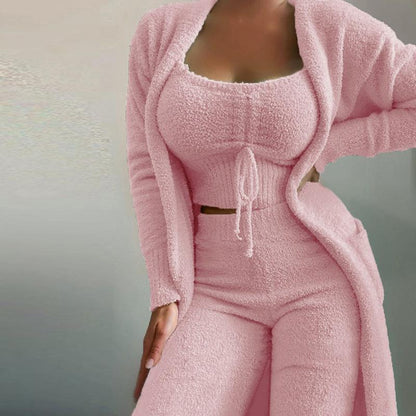 Women's Autumn Winter Solid Color Plush Lace