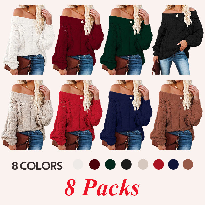 Women'S Plain Textured Off Shoulder Sweater