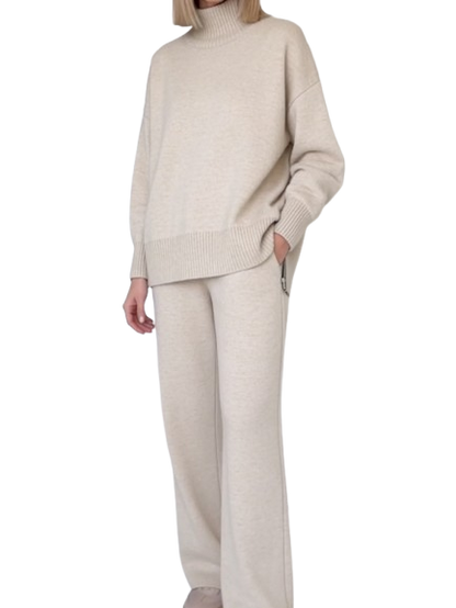 Casual Travel Stand Collar Straight Pants Two-Piece Set