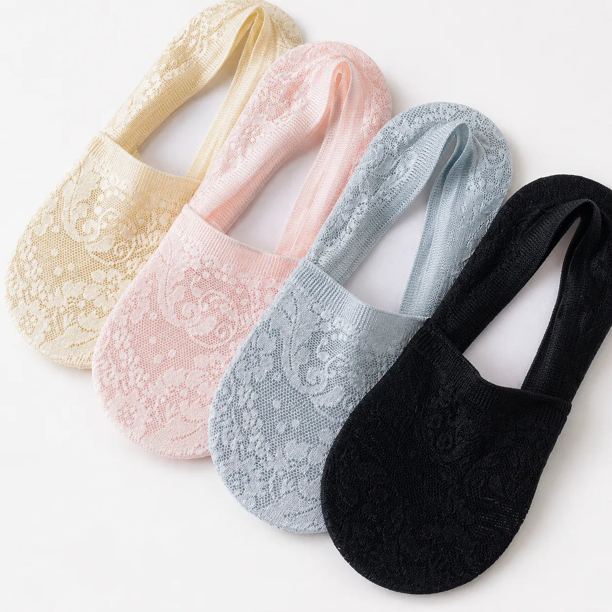 Breathable Cotton Floral Lace No-Show Socks