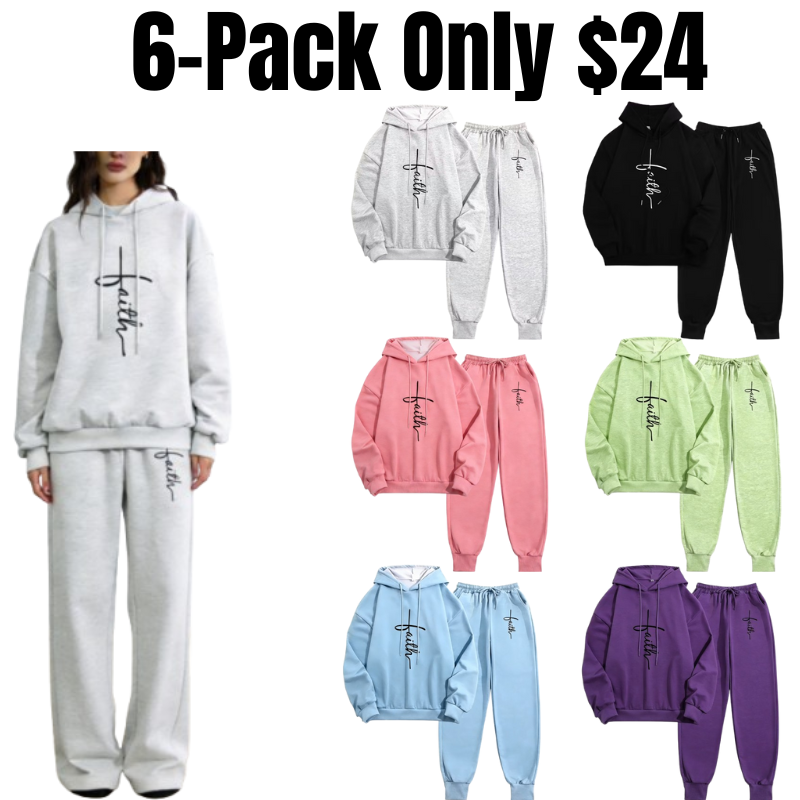 Women's Printed Hooded Top & Pants Set