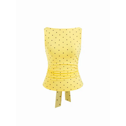Women's Vintage Polka Dot Open Back Tank Top