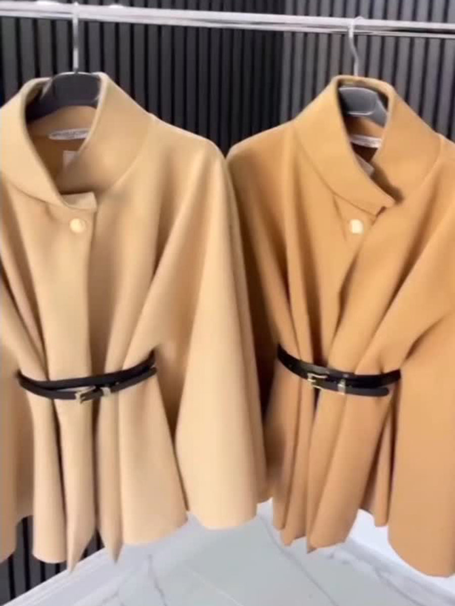Wool Belted Cape - The Ultimate Statement in Elegant Outerwear