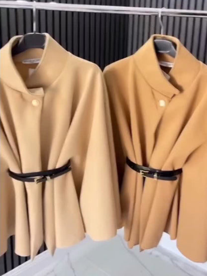 Wool Belted Cape - The Ultimate Statement in Elegant Outerwear