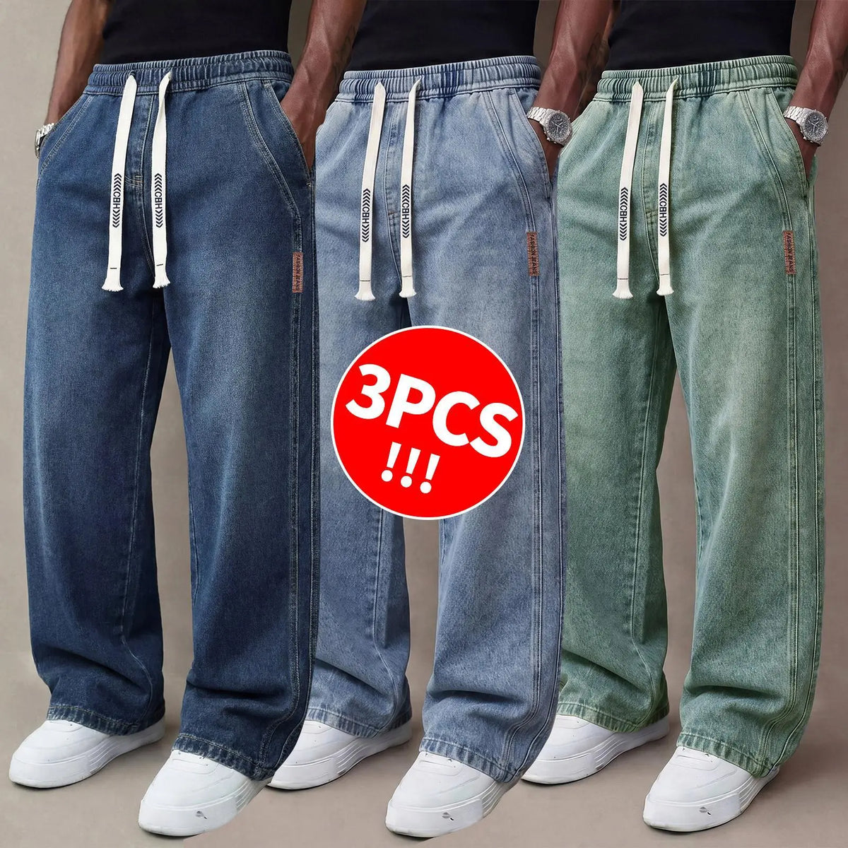 Men's Stretch Cotton Loose Fit Jeans