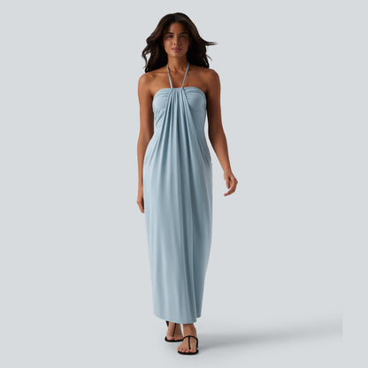 Halter Tie Back Maxi Dress with Pockets