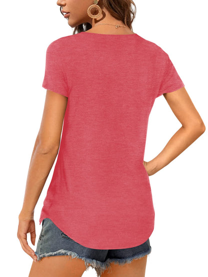 Women's Casual Plain V Neck T-Shirt