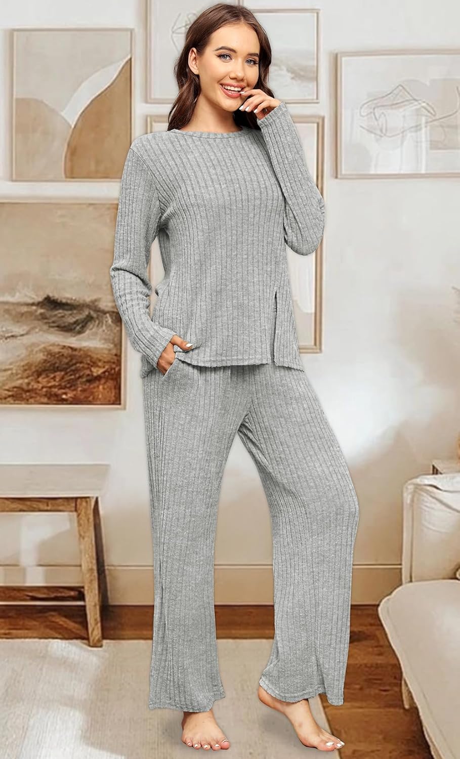 FACTORY SALE Womens Two Piece Outfits Lounge Sets Cozy Sweater Loungewear with Pockets 2025