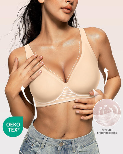 Wireless Polka Dots Deep V Seamless Bras
