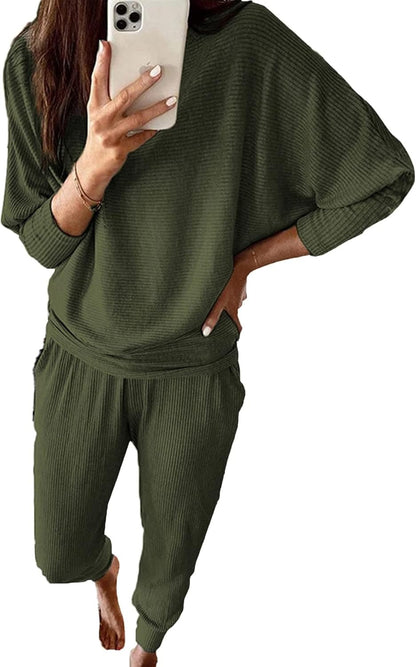 Women's Lounge Matching Set, Short Sleeve Top & Jogger Pants Casual Travel Outfit