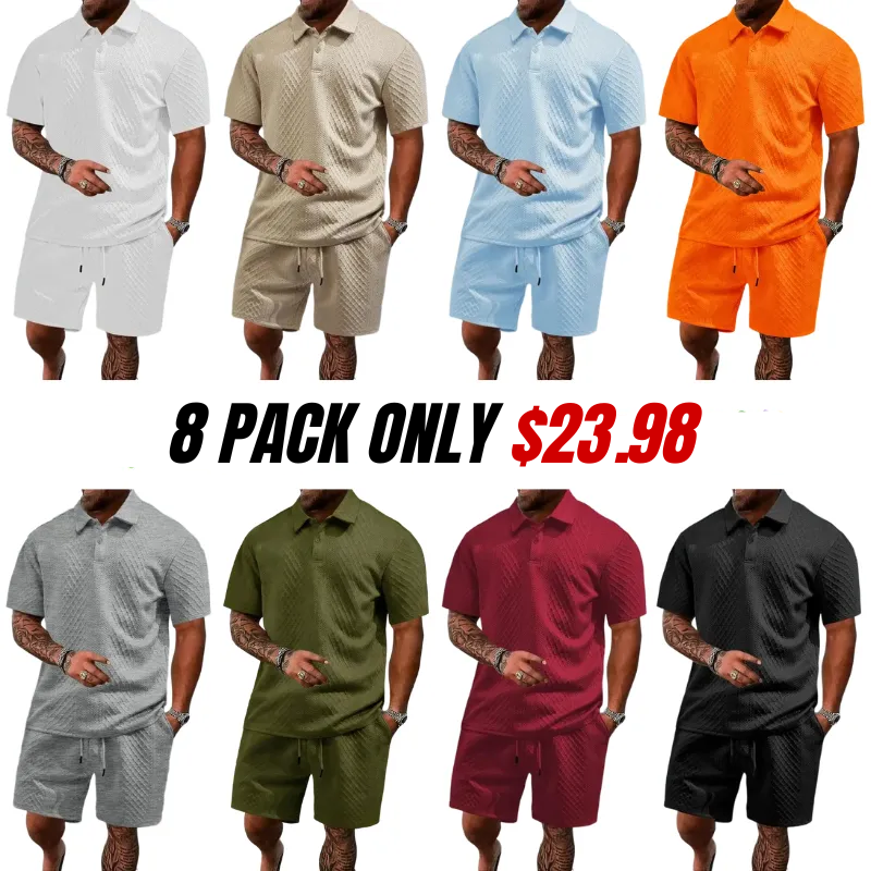 🔥Casual Summer Textured Polo Set