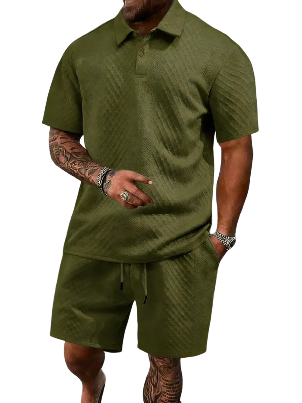 🔥Casual Summer Textured Polo Set