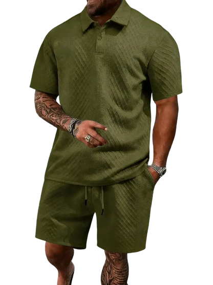 🔥Casual Summer Textured Polo Set