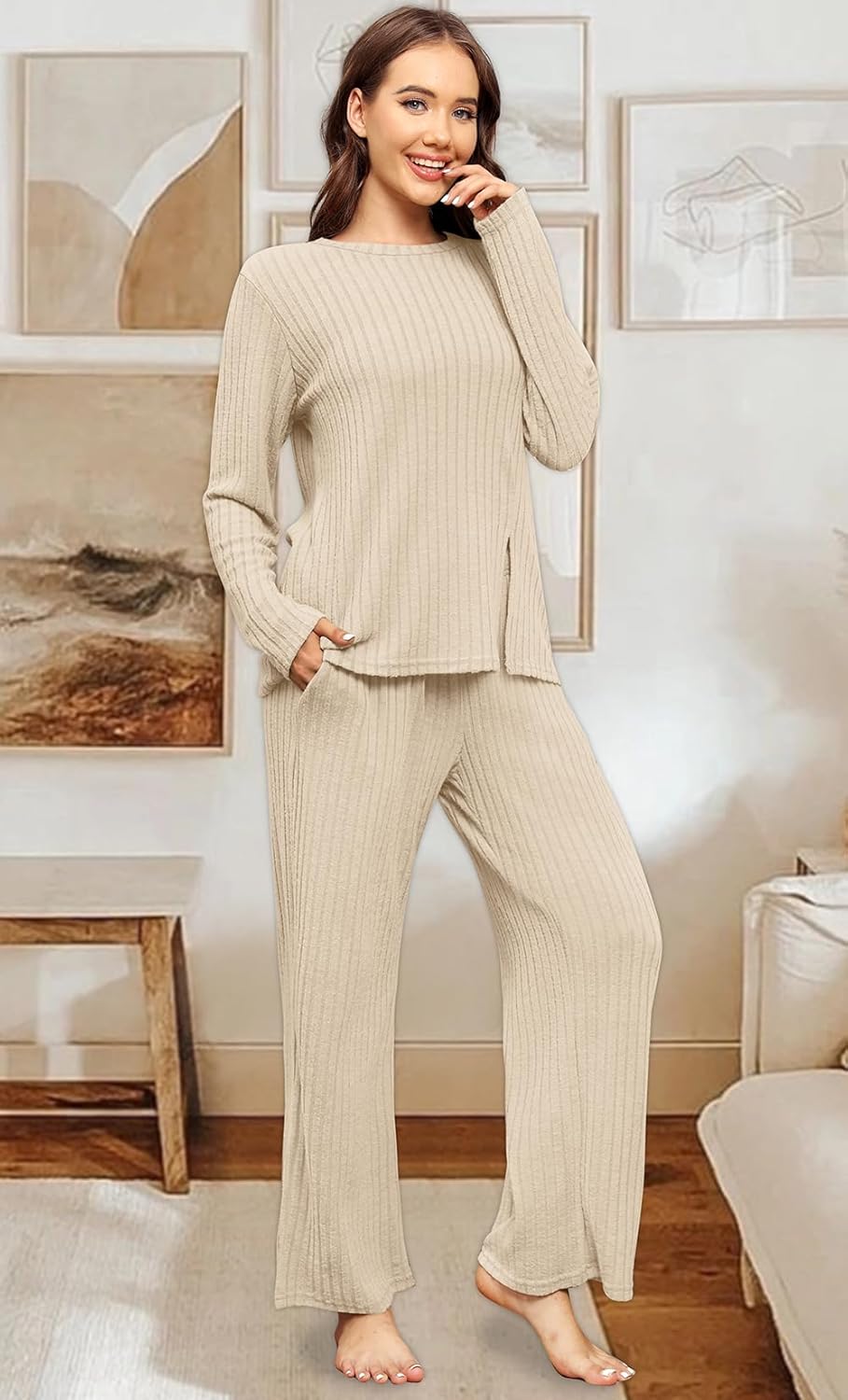 FACTORY SALE Womens Two Piece Outfits Lounge Sets Cozy Sweater Loungewear with Pockets 2025