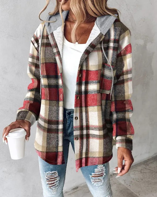 Women's Plaid Fleece Lined Hoodie