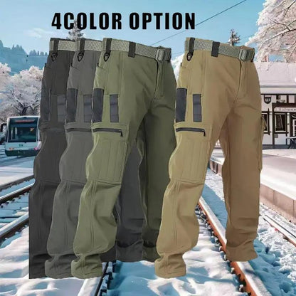 Men's Tactical Sport Pants, Multi-Pocket Windproof and Warm Fleece Pants
