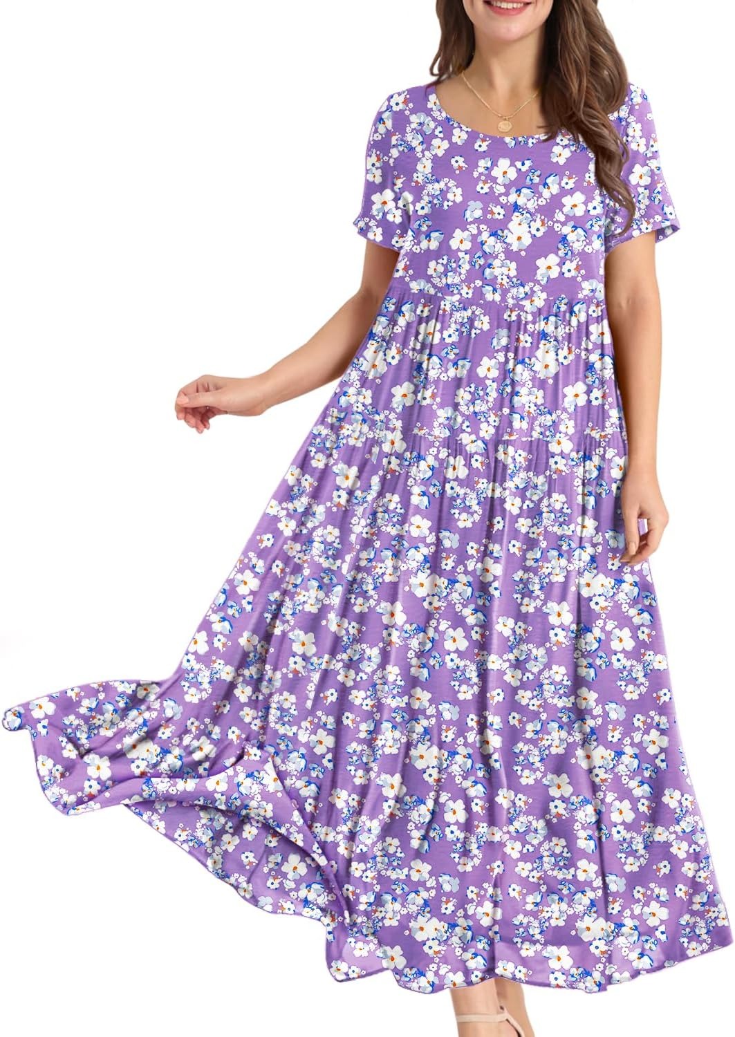 Women Casual Loose Bohemian Floral Dress Maxi Summer Beach Dresses