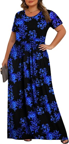 Women's Plus Size Maxi Dresses for Curvy Women Casual Long Dress