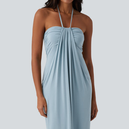 Halter Tie Back Maxi Dress with Pockets