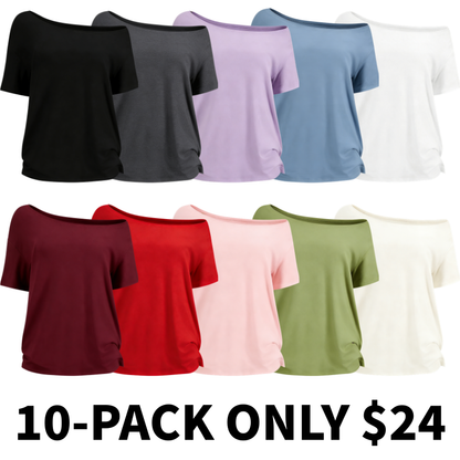 Women's Solid Basic Tee & Men's Muscle Slim Henley Shirts