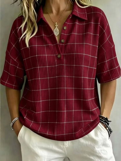 🔥Women's Button-Up Waffle Short Sleeve Shirt