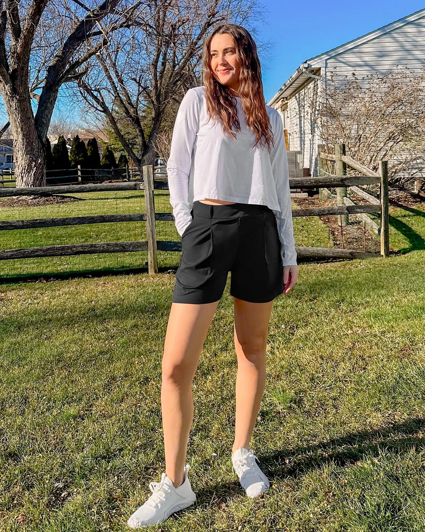 Women's Trendy High Waisted Casual Summer Shorts with Pockets