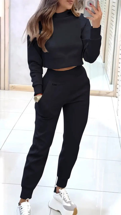 💘 Valentine’s Day Sale 💘Women's High Collar Long Sleeve Autumn and Winter Casual Sweater Suit