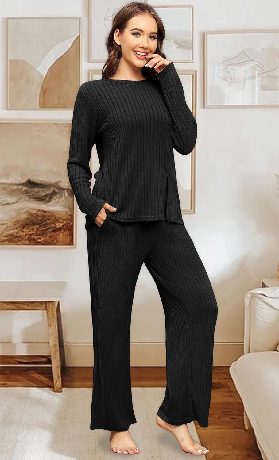 FACTORY SALE Womens Two Piece Outfits Lounge Sets Cozy Sweater Loungewear with Pockets 2025
