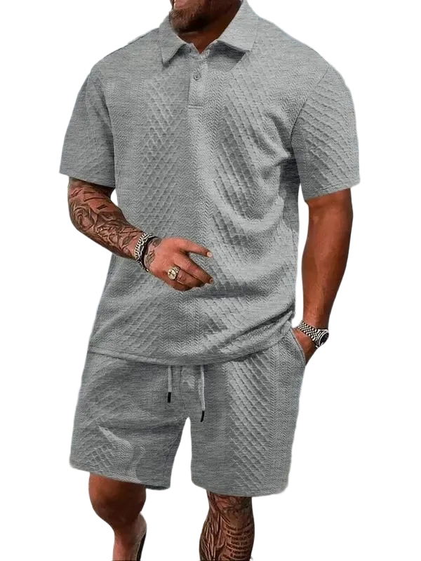 🔥Casual Summer Textured Polo Set