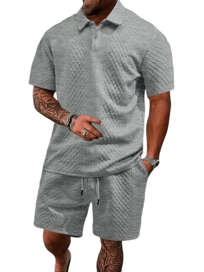 🔥Casual Summer Textured Polo Set