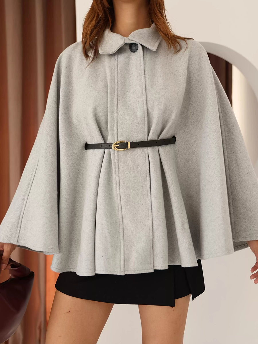 Wool Belted Cape - The Ultimate Statement in Elegant Outerwear