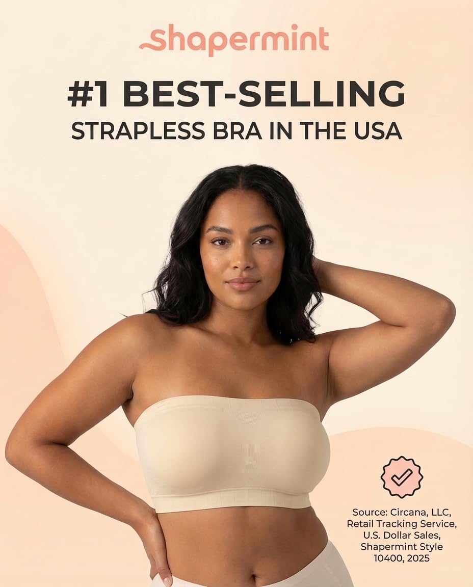 Truekind Wireless Strapless Bandeau Bra Anti-Slip Removable Convertible Straps