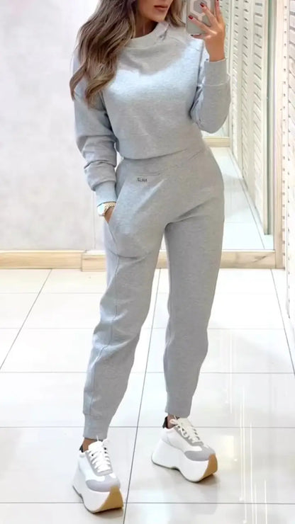 💘 Valentine’s Day Sale 💘Women's High Collar Long Sleeve Autumn and Winter Casual Sweater Suit