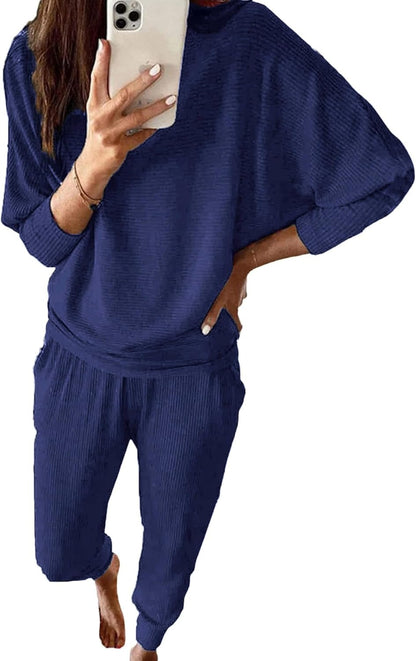 Women's Lounge Matching Set, Short Sleeve Top & Jogger Pants Casual Travel Outfit