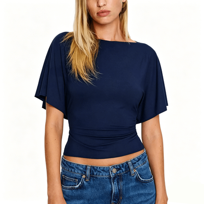Women's Cinched Waist Shirt Short-Sleeve Top