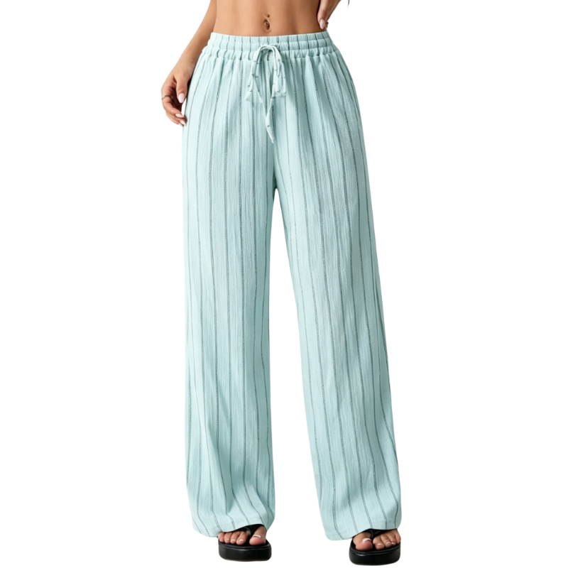 Women's Striped Waist-Tie Loose Pants
