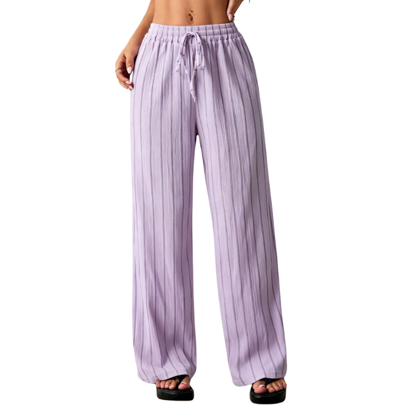Women's Striped Waist-Tie Loose Pants
